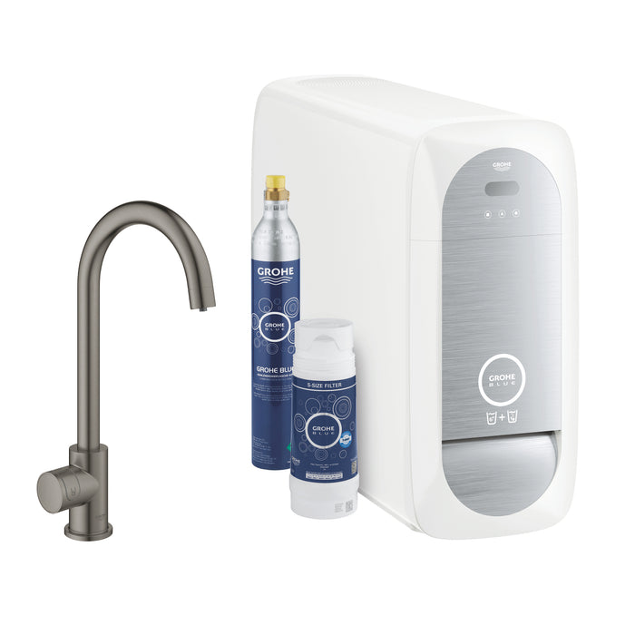 GROHE 31 498 AL1  BLUE Home Starter Kit con grifo Mono caño en C grafito cepillado