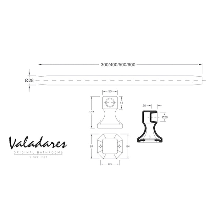 VALADARES NEOCLASSICA Porcelain Towel Rack With White Supports