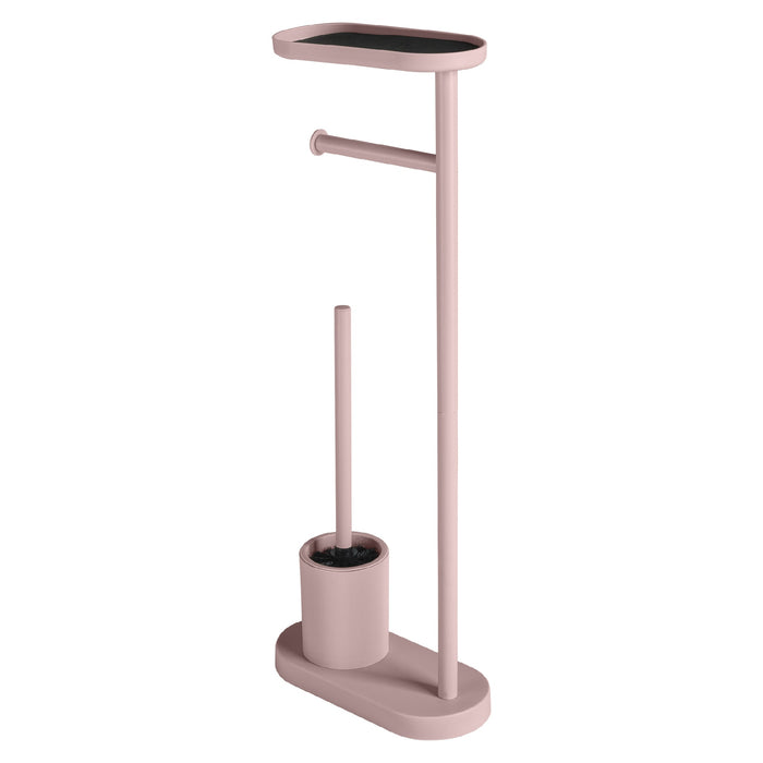 GEDY 30321000000 ELIOS Columna de pie con portarrollos, escobillero y repisa rosa mate