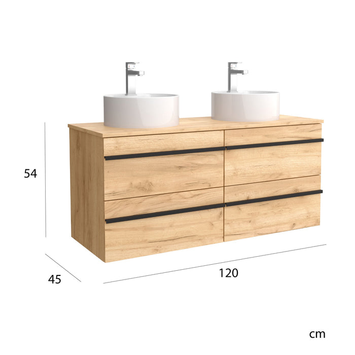 SALGAR 97970 BORN Mueble de Baño con Lavabo y Encimera 120 cm Color Roble