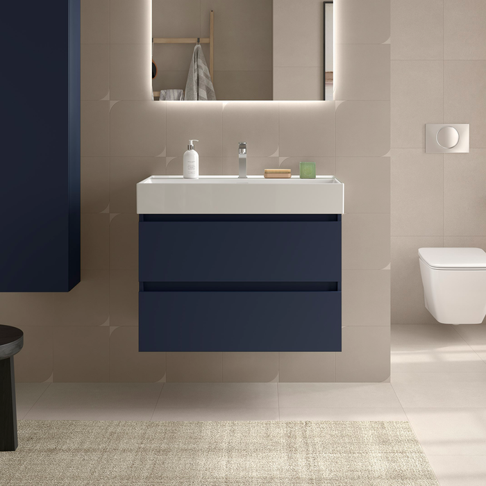 SALGAR BEQUIA Bathroom Cabinet with Veneto Sink Matte Blue Color