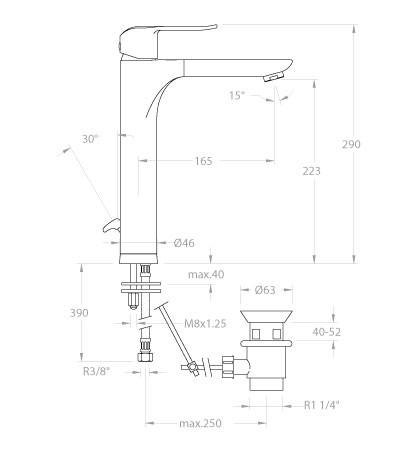 RAMONSOLER 6410 YPSILON PLUS Grifo Lavabo Alto Cromo