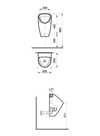 SANITANA CAPRI Urinal For Visible White Flowmeter