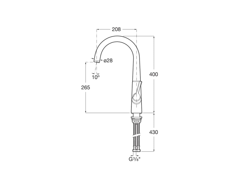 ROCA A5A842AC00 SYRA Grifo Monomando Cocina Caño Giratorio Cold Start Cromo