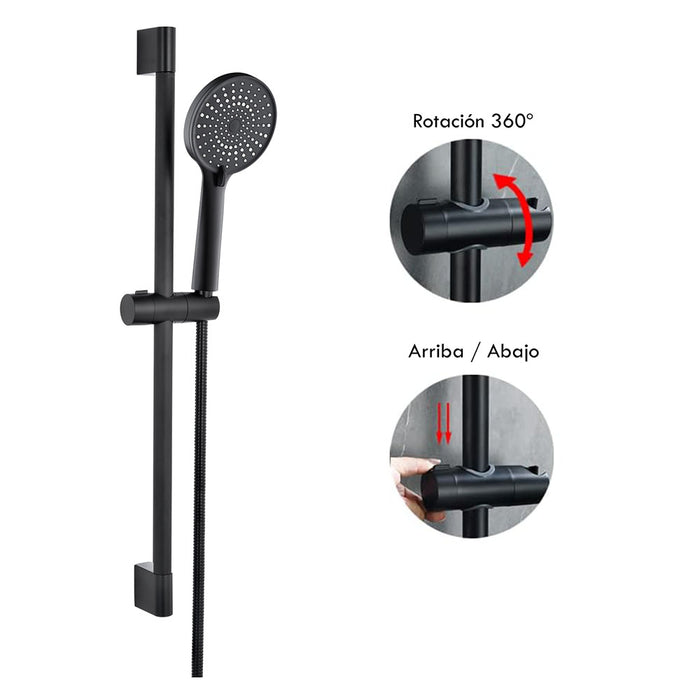 LLAVISAN L119144 Kit Flexo, Barra Y Ducha Negro Future Redondo