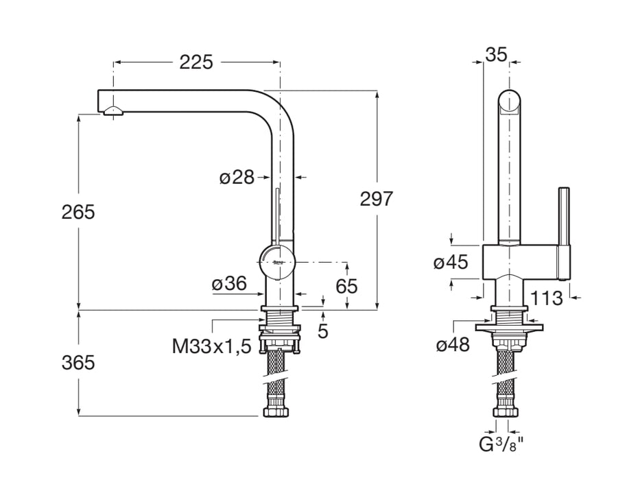 ROCA A5A831FC00 ONA Grifo Monomando Cocina Cromo