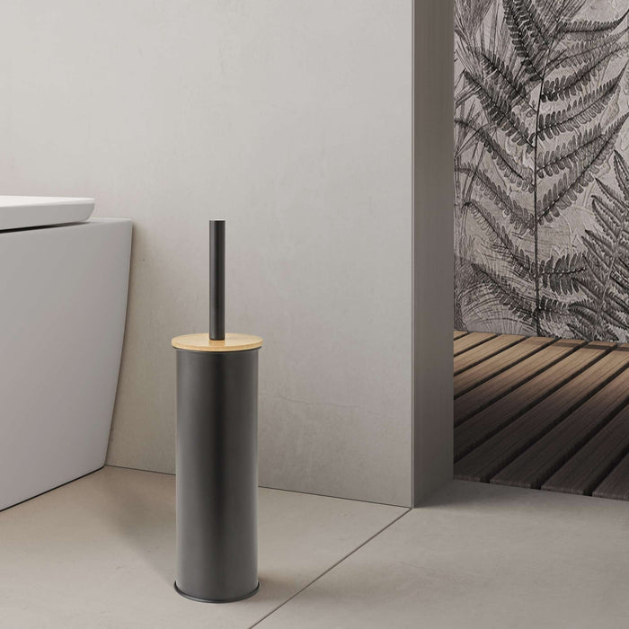 GEDY 14344000300 KENTA Matte White-Natural Toilet Brush Holder