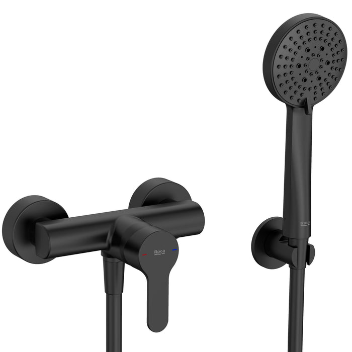 ROCA A5A2009NB4 L20 Grifo Monomando Ducha Mural con Equipo Negro Mate