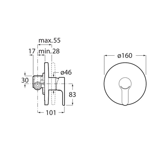 ROCA A5A2A09NB0 L20 Matte Black Built-in Single-lever Faucet