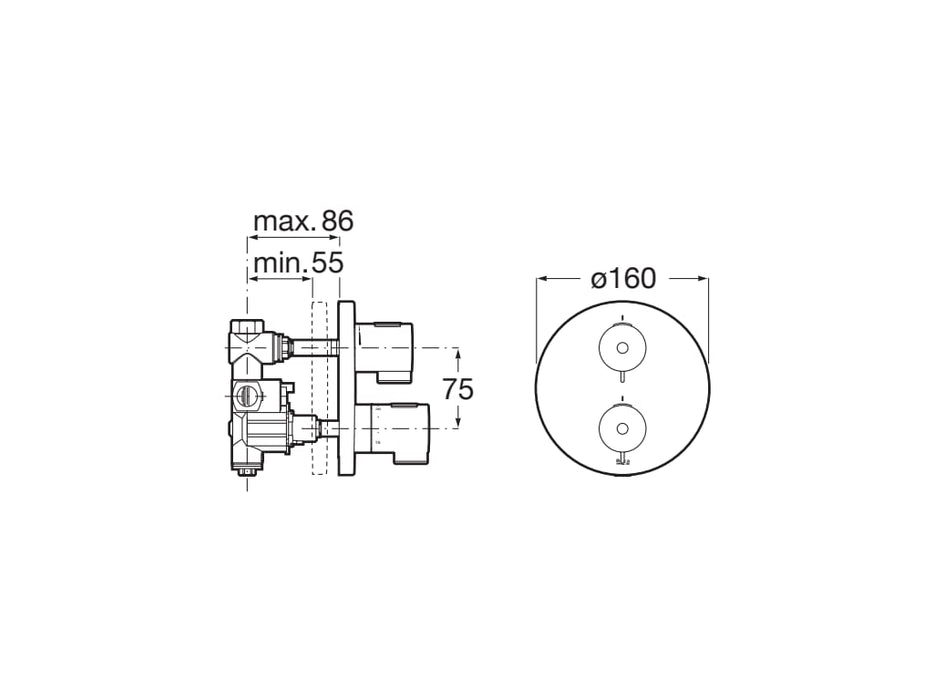 ROCA A5D0718C00 T-500 BASIC Thermostatic Bath-Shower Faucet Chrome
