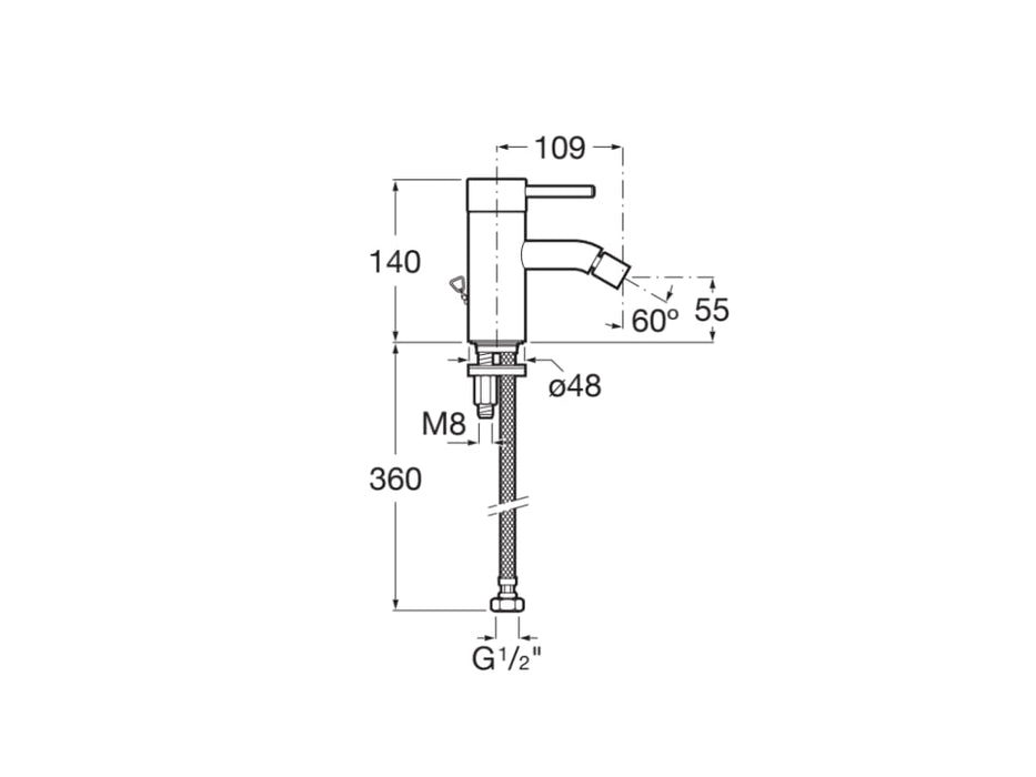 ROCA A5A6111C00 LANTA Single-lever Bidet tap With Chain Trap