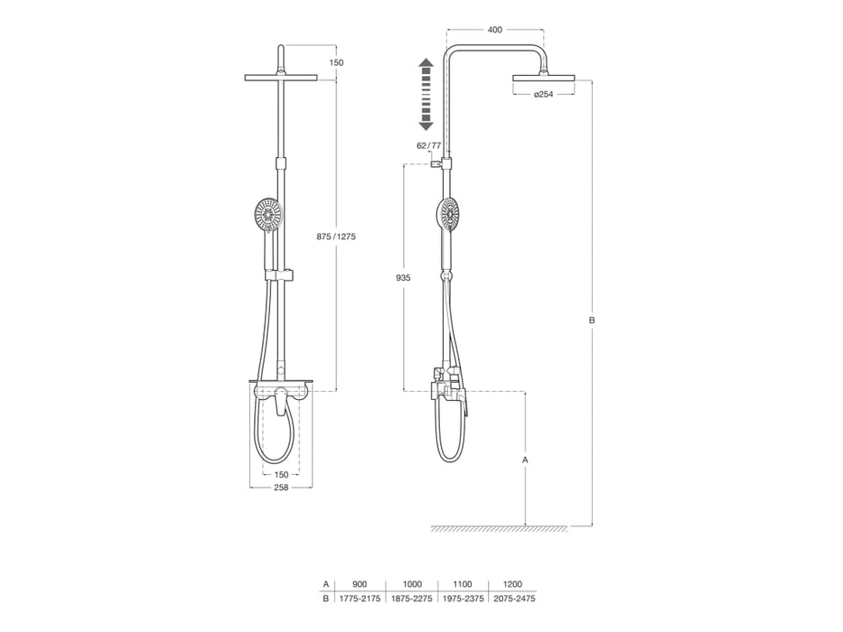 Single-lever EVEN-M Shower Column Faucet with Shelf Chrome - Roca ...