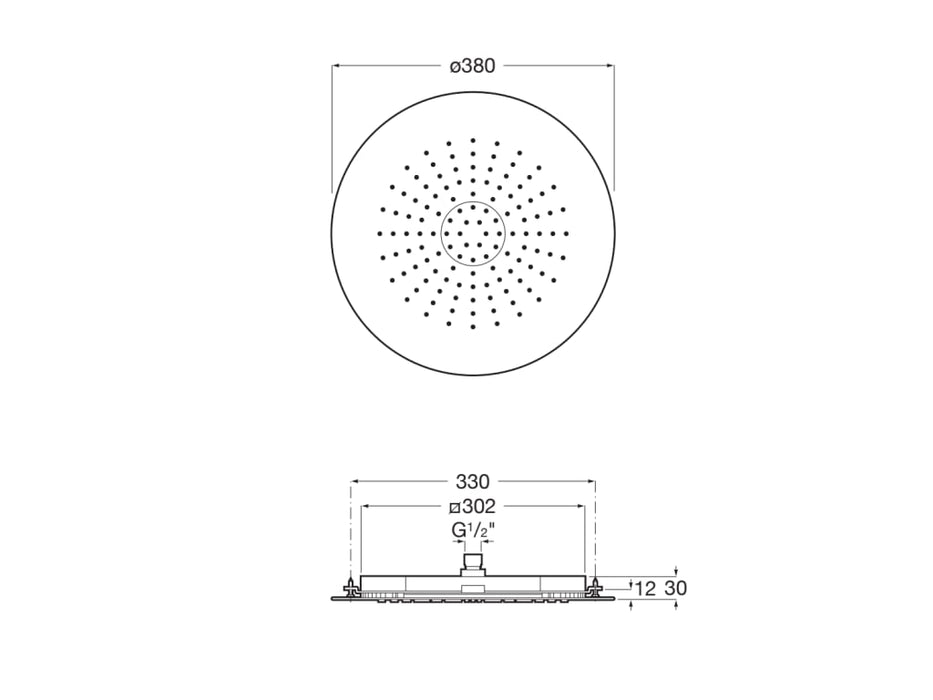 ROCA A5B3150C00 RAINDREAM Rociador Empotrable de Techo Acero Inox Cromo