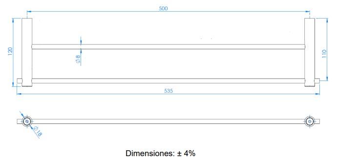 MEDICLINICS AI0030C Toallero doble acero Brillo 24/48 Horas Mediclinics 
