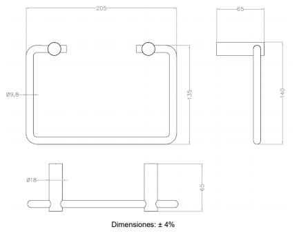 MEDICLINICS AI0090C Toallero acero Brillo 5 a 7 Días Mediclinics 