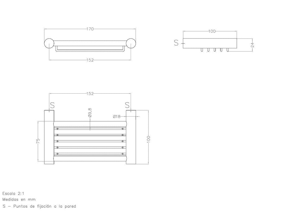 MEDICLINICS AI0160CS Jabonera Rejilla Acero Mate