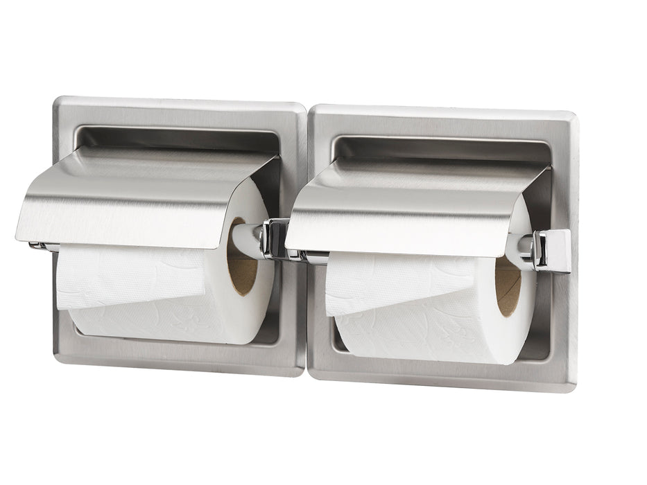 MEDICLINICS AIE320CS Double roll holder with recessed lid Matte Steel