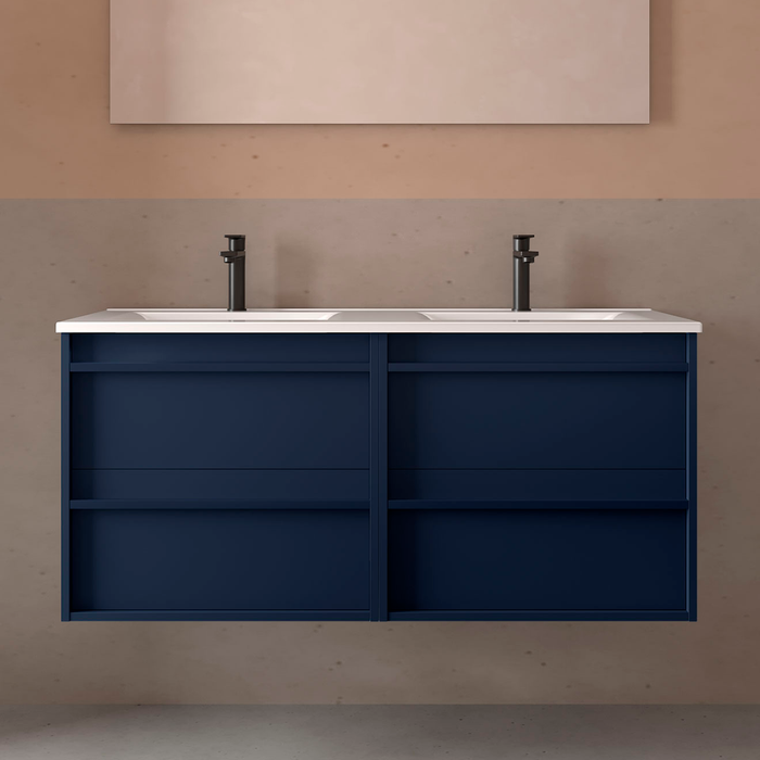 SALGAR 104833 ATTILA Mueble de Baño con Lavabo 4 Cajones 120 cm Color Azul Mate