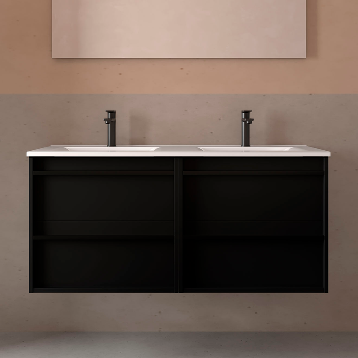 SALGAR 104832 ATTILA Bathroom Furniture with Sink 4 Drawers 120 cm Matte Black Color