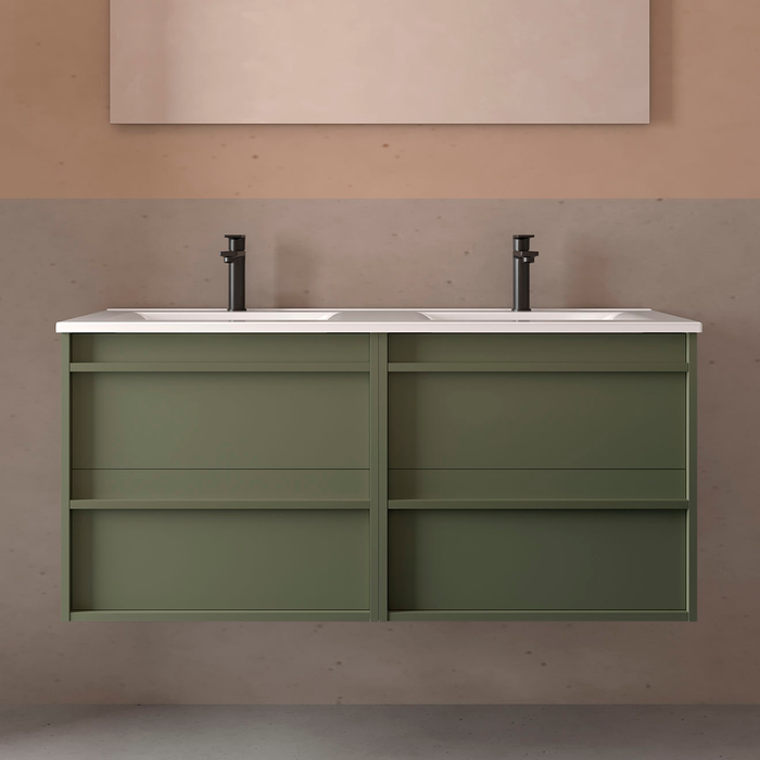 SALGAR 104834 ATTILA Bathroom Furniture with Sink 4 Drawers 120 cm Matte Green Color
