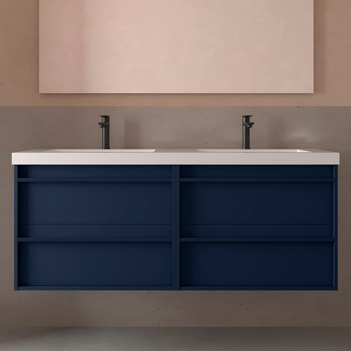 SALGAR 104841 ATTILA Bathroom Furniture with Sink 4 Drawers 140 cm Matte Blue Color