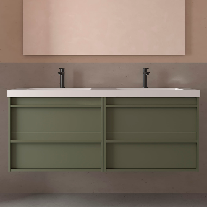 SALGAR 104842 ATTILA Bathroom Furniture with Sink 4 Drawers 140 cm Matte Green Color