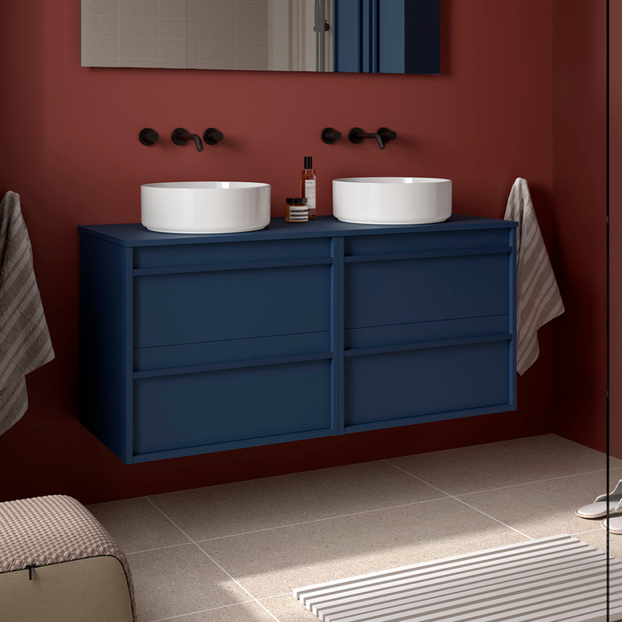 SALGAR 104982 ATTILA Bathroom Furniture with Counter Top 4 Drawers 140 cm Matte Blue Color