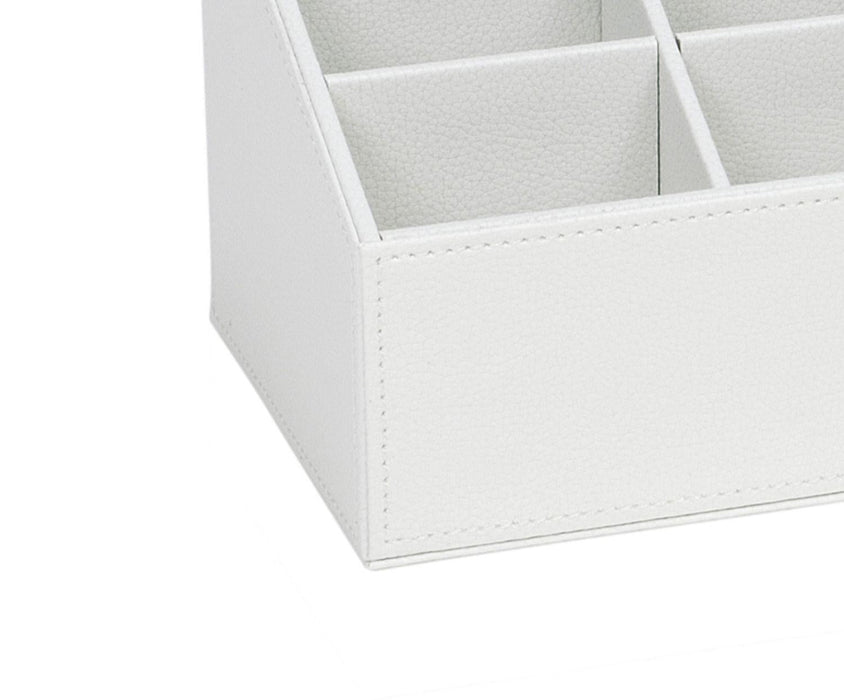 ANDREA HOUSE AX62315 White Leather Remote Control Effect Holder