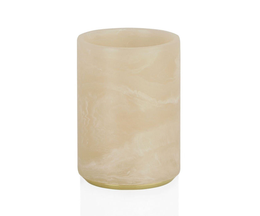 ANDREA HOUSE BA19063 Portacepillos De Baño Polirresina Efecto Mármol Clásico Rosa