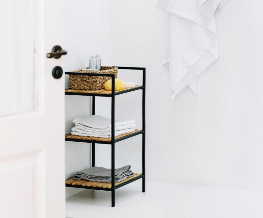 ANDREA HOUSE BA69091 Estantería 3 Estantes Metal Negro Bambu