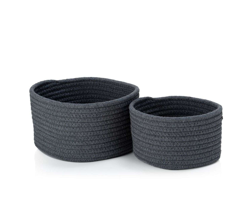 ANDREA HOUSE BA70164 Set De 2 Cestas De Baño De Tela Gris