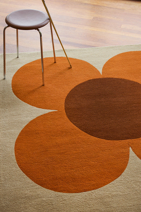 Orla Kiely Flower Placement Pumpkin - Ecru 158203 Rug