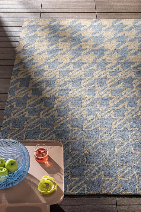 Ted Baker Houndstooth Washed Blue 455708 Outdoor Rug