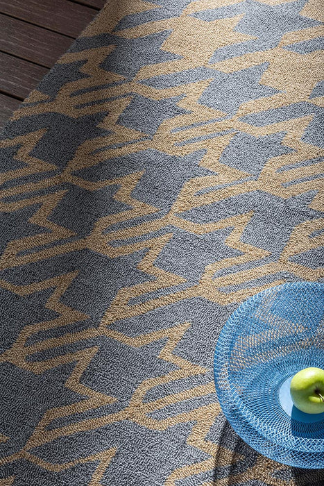 Ted Baker Houndstooth Washed Blue 455708 Outdoor Rug