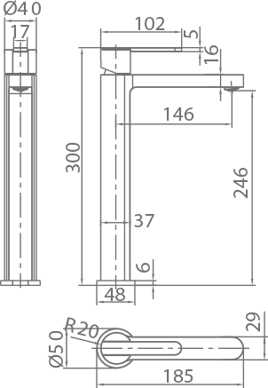 IMEX BDR001-3 ROMA Grifo de Lavabo Alto Cromo