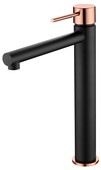 IMEX BDYS045-3NOR MILOS STICK Grifo de Lavabo Alto Negro Oro Rosa