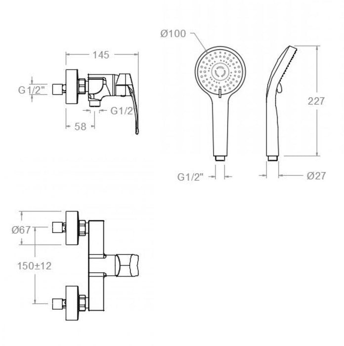 RAMONSOLER BRE570802BTNM NEW FLY Grifo Monomando Ducha Negro Mate
