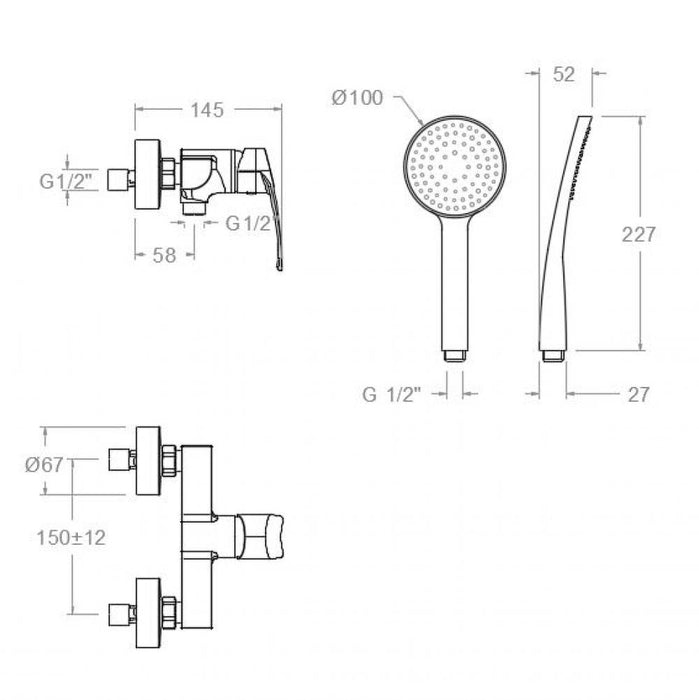 RAMONSOLER BRE570802T1 NEW FLY Grifo Monomando Ducha con Equipo de Ducha Cromo