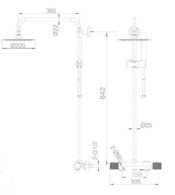 IMEX BTD038-B LINE Thermostatic Faucet Bathtub Set Chrome