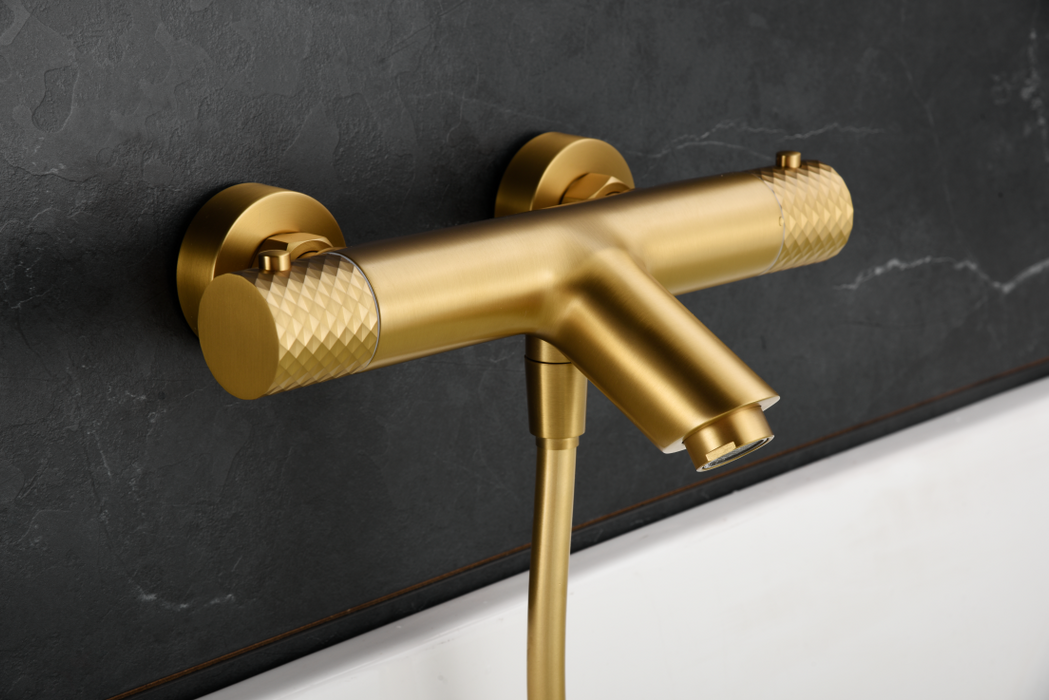 IMEX BTG053-4OC GENOA Thermostatic Bath/Shower Kit Brushed Gold