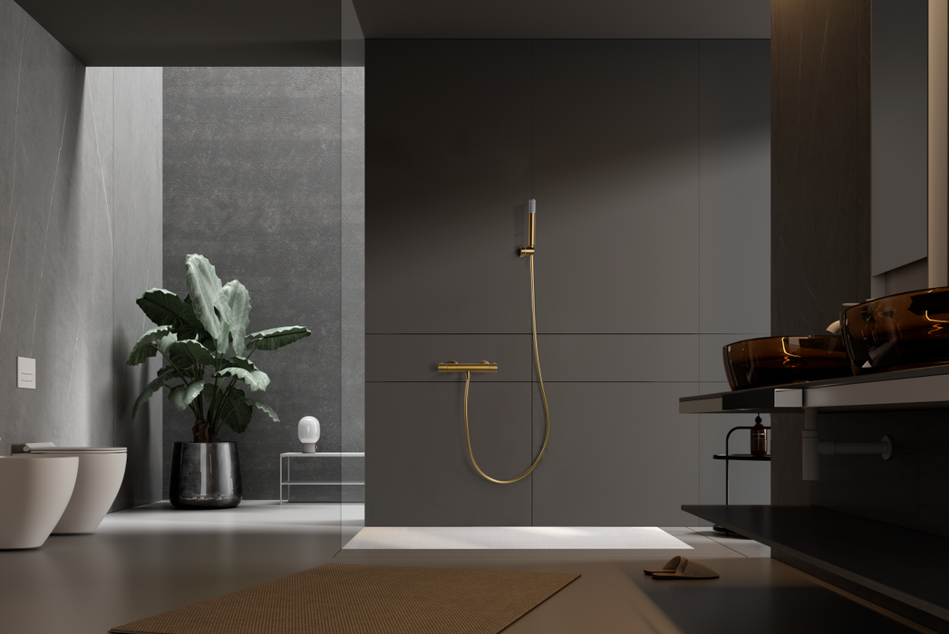 IMEX BTG053-5OC GÉNOVA Kit Ducha Termostático Oro Cepillado