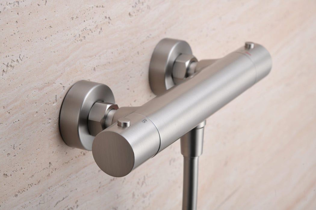 IMEX BTM039-5NQ MONZA Thermostatic Shower Wall Mixer Brushed Nickel Color