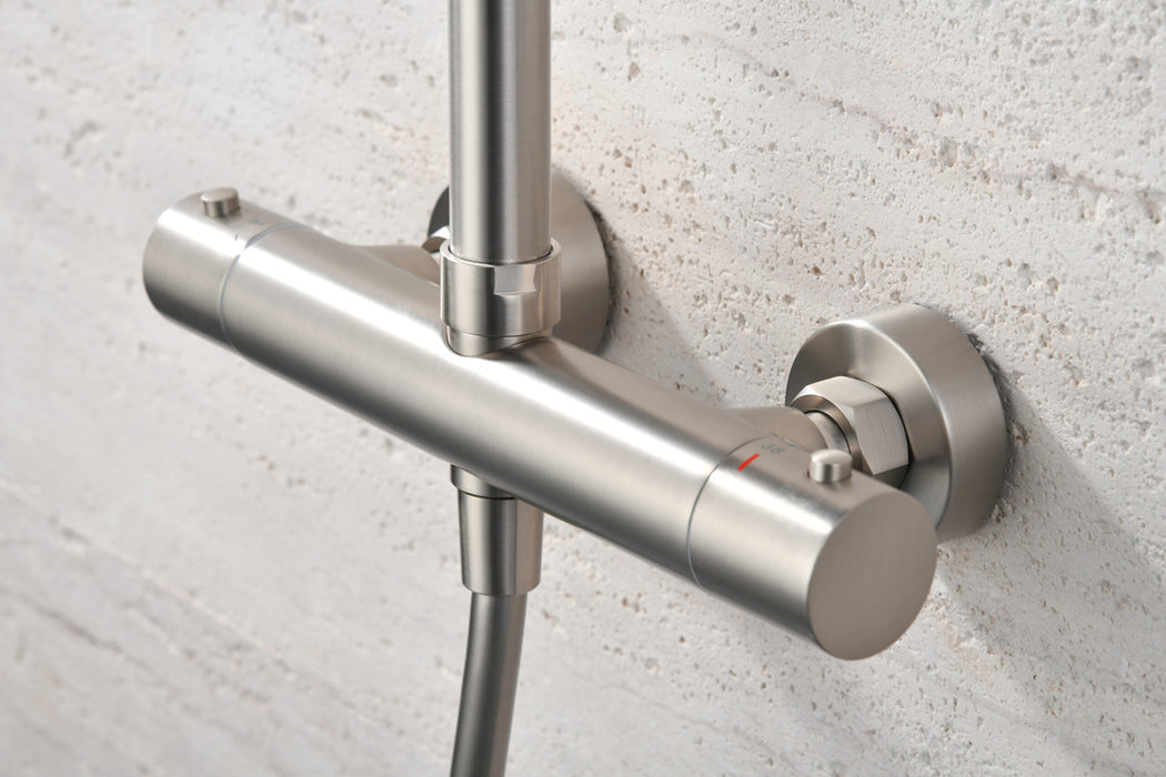 IMEX BTM039/NQ MONZA Thermostatic Large Shower Faucet Telescopic Brushed Nickel Color