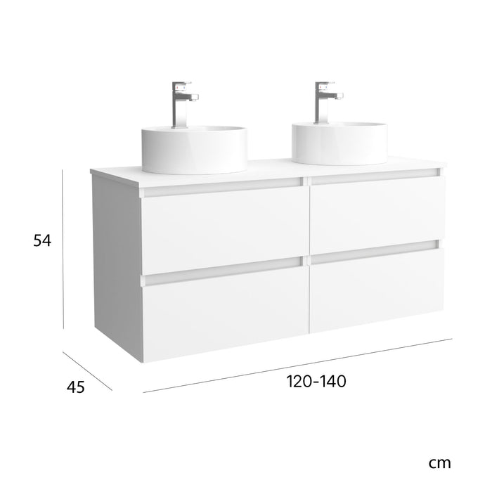 SALGAR BEQUIA Mueble de Baño con Tapa Encimera 4 Cajones Color Blanco Mate