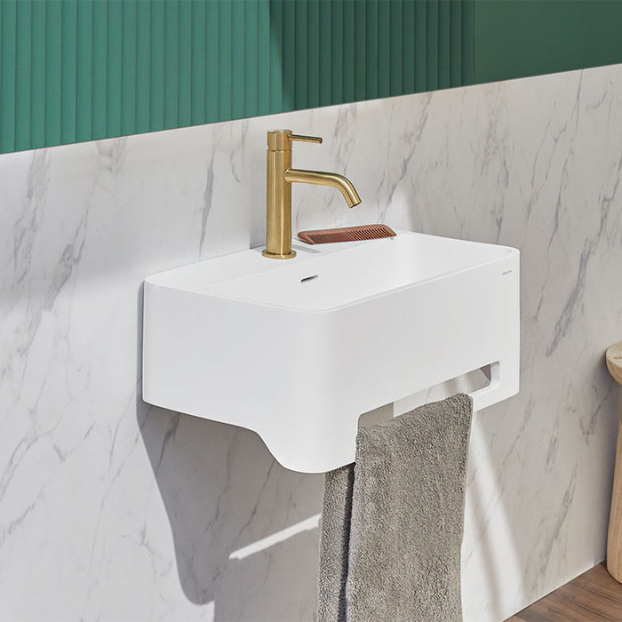 SANYCCES CORK Lavabo Mural Suspendido Rectangular Gel Coat Blanco