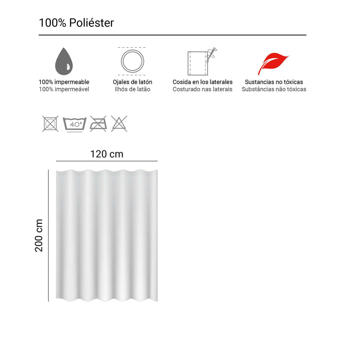 GEDY TTE13671200 GREECE White and Blue Shower Curtain