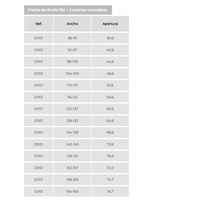 KASSANDRA DI101 DIANA Mampara Frontal Ducha 3 Hojas 1F+2C Vidrio Transparente
