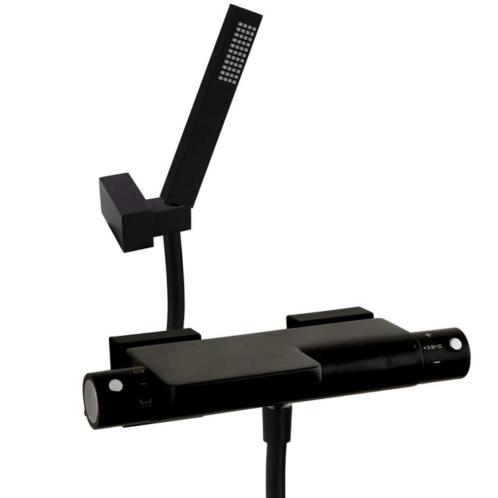 RAMONSOLER 2639KNM AROLA Grifo Termostático Baño Ducha Con Equipo Negro Mate