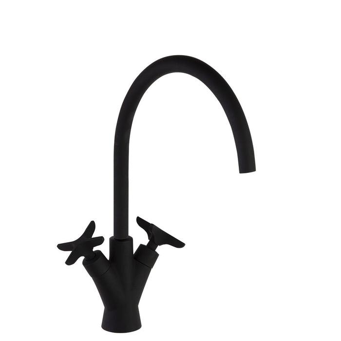 RAMONSOLER 910101NM ADAGIO Grifo Bimando de Lavabo Caño Giratorio 170mm Negro Mate