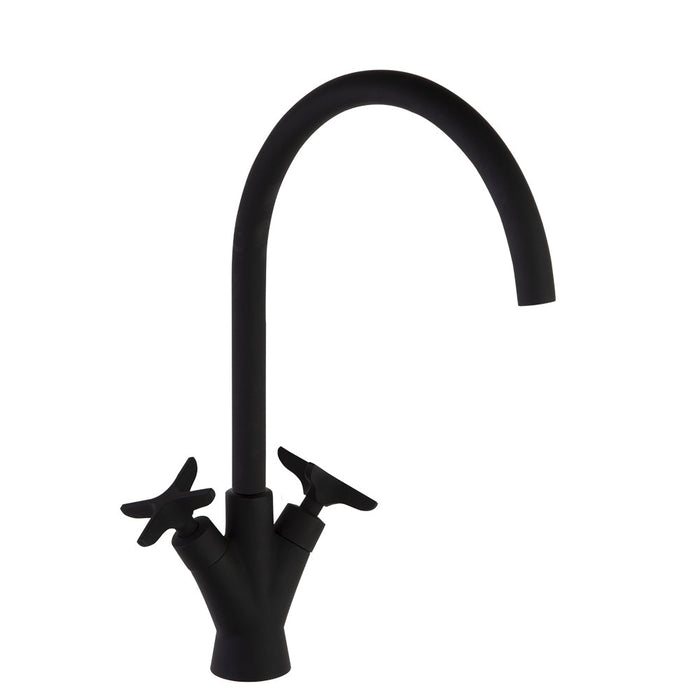 RAMONSOLER 910102NM ADAGIO Grifo Bimando de Lavabo Caño Giratorio 190mm Negro Mate